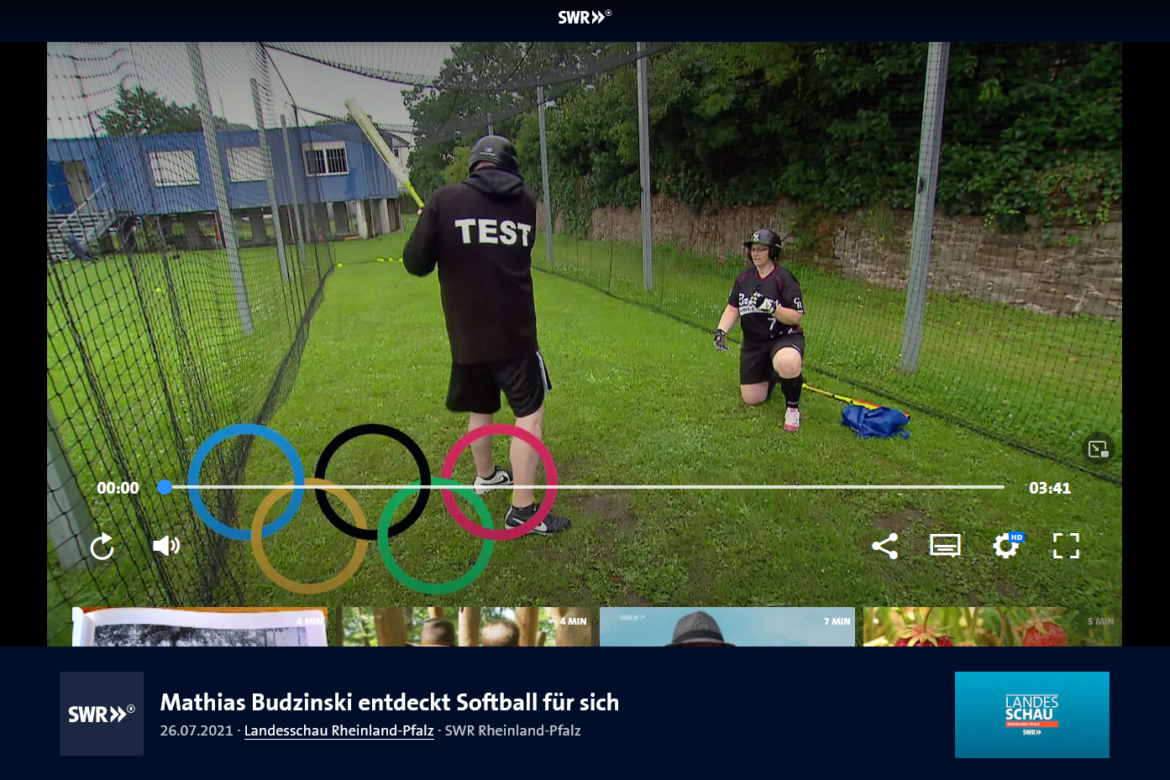 Mathias Budzinski (SWR Landesschau Rheinland-Pfalz) entdeckt Softball für sich – Ein Training bei den Raptors