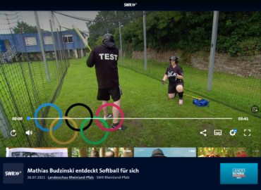 Mathias Budzinski (SWR Landesschau Rheinland-Pfalz) entdeckt Softball für sich – Ein Training bei den Raptors